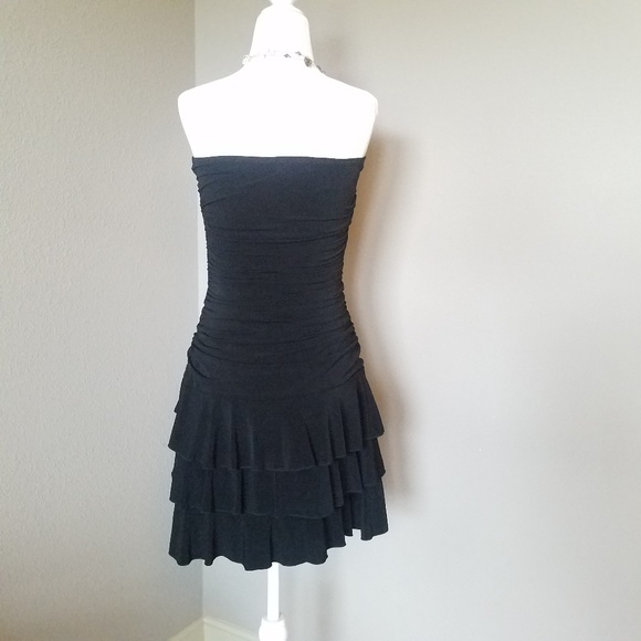Black Strapless Ruffled Evening Dress - Picture 4 of 4